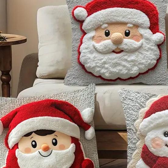 Christmas Throw Pillow Cover Snowman Elk Santa Pillowcase Xmas Pillow Cover with Hidden Zipper