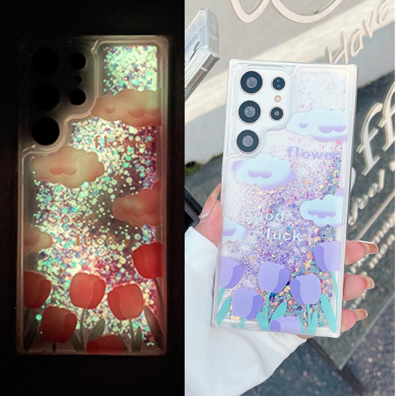 Luminous Flowing Sand Glitter Phone Case for Samsung S25 Ultra/S24/S23+/A36/A16/A34/A53.