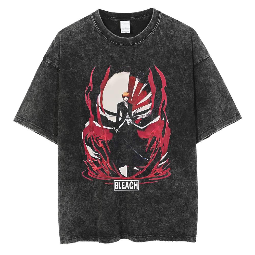 Japonia Anime Bleach Zaraki Kenpachi Graficzny Nadruk T-shirt Męski Damski Koszulki Manga Harajuku Męski Oversize Prany Bawełniany T-shirt