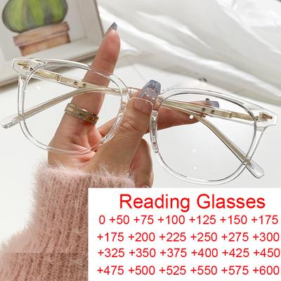 Anti-Blue Light Reading Glasses For Women Presbyopic Eyeglass Frame Square Transparent Computer Glasses Leesbril +2.75
