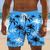 Men's Gradient Purple Palm Tree Print Beach Shorts Minimalist Tropical Graphic Quick Dry Swim Trunks Summer Swim Shorts