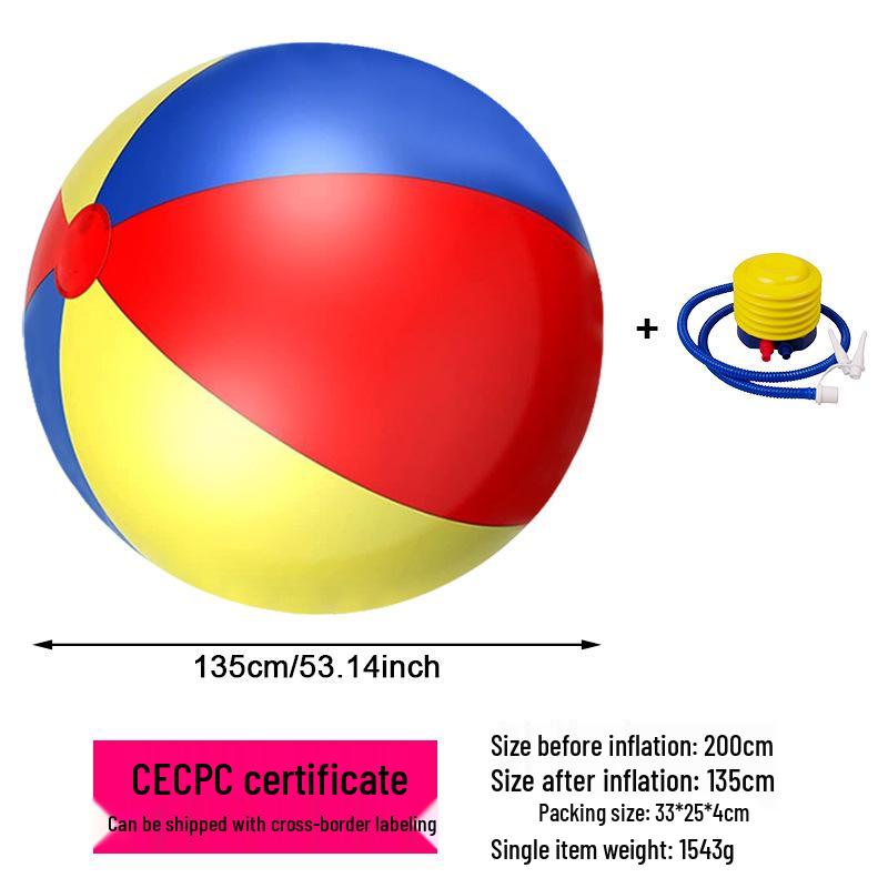 Parent-Child Giant Inflatable PVC Beach Ball - Thick, Colorful Three-Tone Design for Outdoor Fun