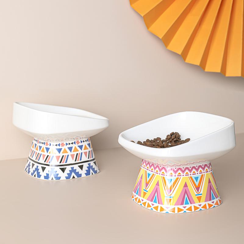 

Керамическая миска для кошек, богемные миски для еды и воды для маленьких собак, повышенные аксессуары для питья и еды для домашних животных 230 мл