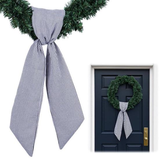 2Pcs Fall Thanksgiving Striped Wreath Belt Farmhouse Ribbon DIY Craft Monogram Outdoor Indoor Autumn Decor