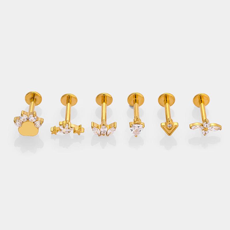 1.2X8MM G23 Titanium Alloy Star & Water Drop Lip and Ear Piercing Jewelry