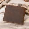 Men'S Tri-Fold Wallet Leather Retro Horizontal Wallet Crazy Horse Leather Casual Change Bag Multi-Card Wallet 6004
