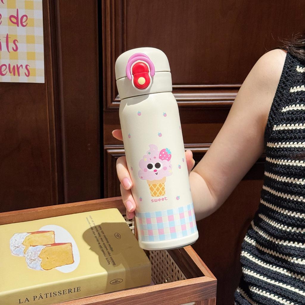 Dröm dubbel drickkopp dubbel drickning med vinden termoskopp kvinnlig söt student rostfritt stål vattenkopp med sugrör direkt drickning