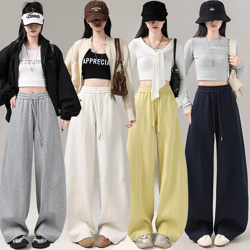 Spring 2026 Women's American-Style High-Waisted Curved Blade Sweatpants - Loose Fit, Wide-Leg, Casual Sports Trousers.