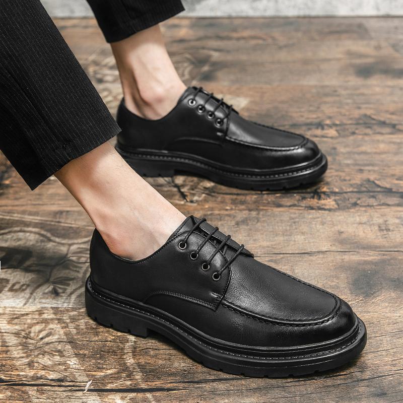 Vintage Dicke Sohle Lässige Echtleder Kleiderschuhe Herren Plateau Erhöhen Japan Harajuku Koreanische Streetwear Mode Schuhe Mann