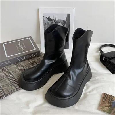 2025 New Martin Boots Women's Thin Thick Soles Increase Autumn Student Versatile Short Boots Trendy Ins Cool Fashion Shoes