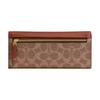 COACH Mila ong flap folding coated canvas and calfskin wallet regular women's brass and caramel color Brass with caramel color