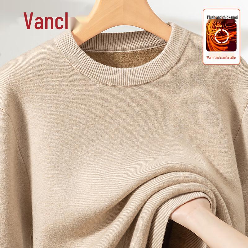 VANCL Men's Winter Fleece-Lined Crewneck Knit Sweater