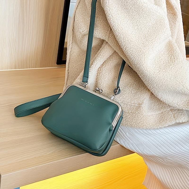 Schicke Umhängetasche im Vintage-Stil für Damen Vielseitige Schultertasche/Clutch-Kombination Abnehmbarer Riemen Reißverschluss Einfarbig Kunstleder
