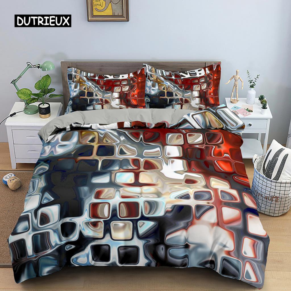 Abstract Duvet Cover Set King Microfiber Blue Psychedelic Bedding Set 2/3 Pcs Queen Size Warped Space Theme Twin Comforter Cover