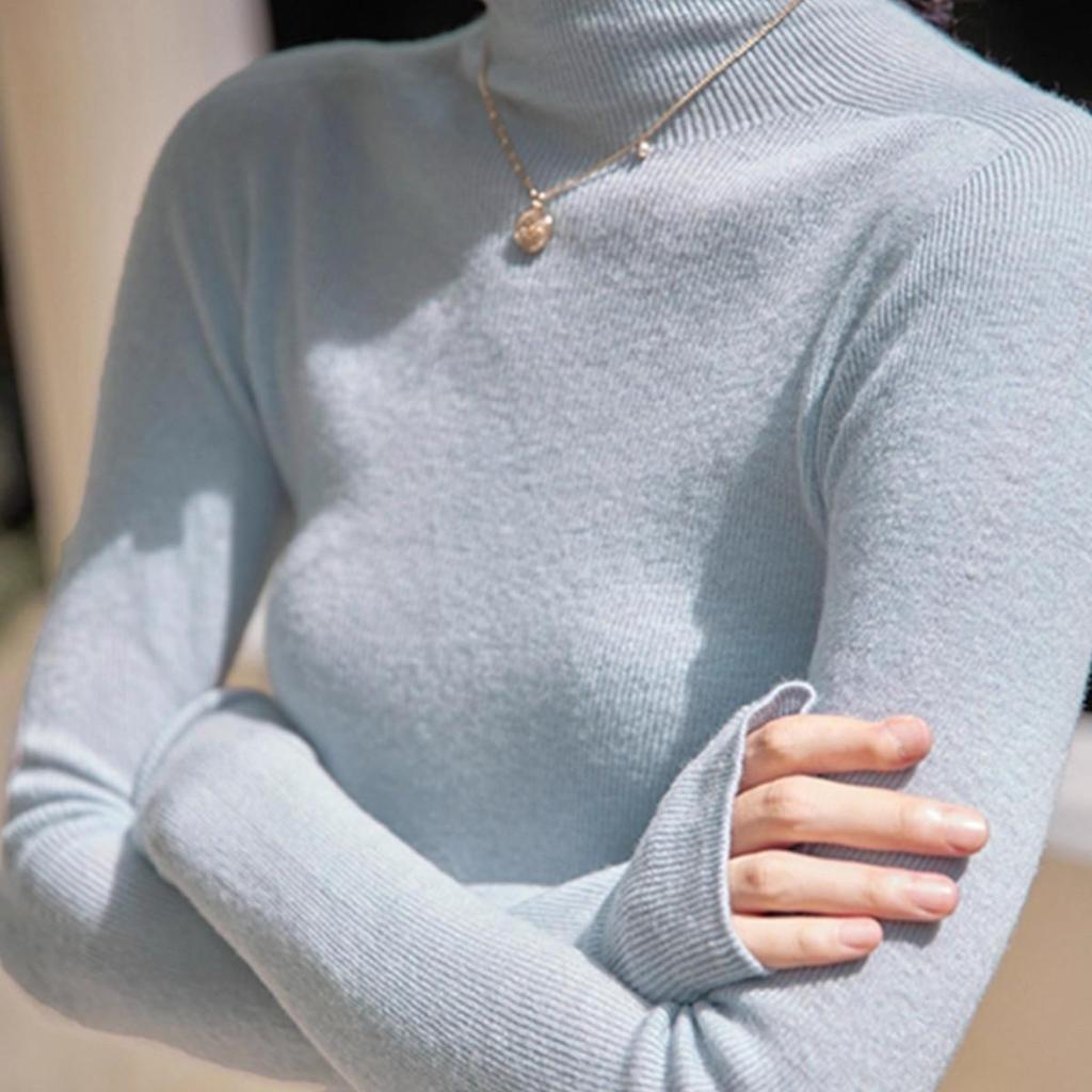 Autumn and Winter High-neck Knitted Sweater for Women, Stylish Tight Base Sweater, High-end Soft and Soft Inner Layer Top