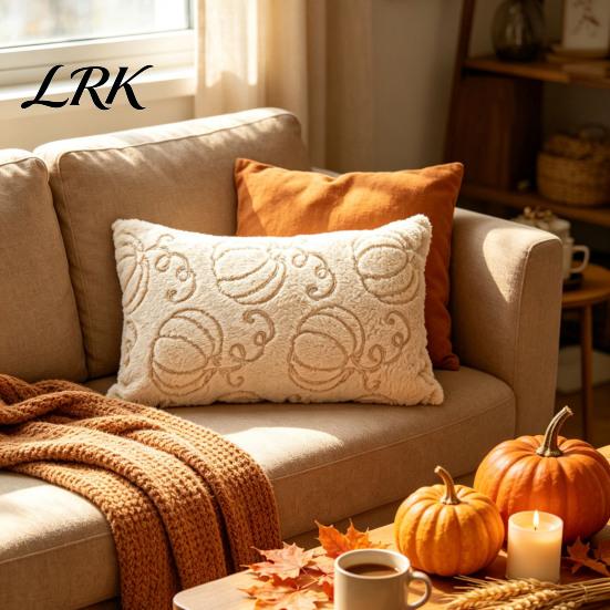 Federa Cuscino Decorativa per Divano Autunno Peluche Copricuscino, Zucca Foglia d'Acero Ricamo Coperta Morbida Aderente alla Pelle Custodie Autunnali Stile Rustico