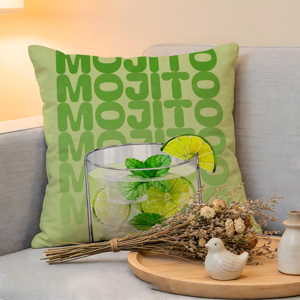 Cushion Cover Linen SkinFriendly Soft Decorative Case For Sofa Home Decor Mojito Cocktail Art Pillow cover