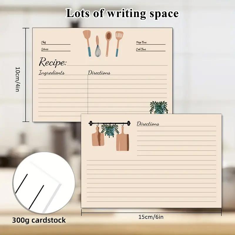 50 Blatt/Packung, Küchenrezeptkarten, Geeignet für Rezeptbücher, Rezeptboxen, Rezeptordner, Rezeptmappen, Küchenhelfer