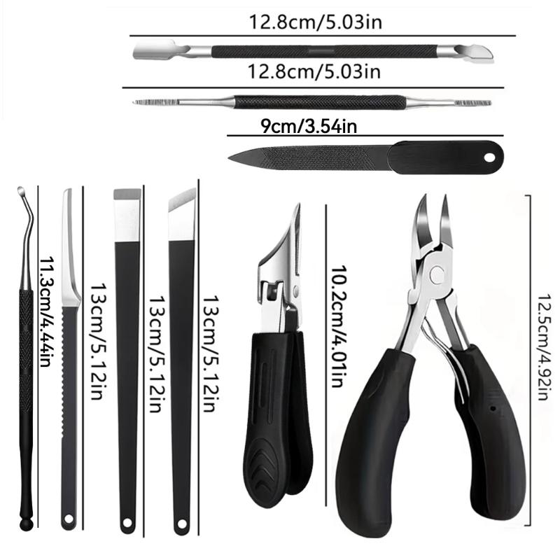 Xiaomi 9pcs Professional Stainless Steel Pedicure Set for Home Foot Care Thick Ingrown Nails. Includes Foot Scraper File Cuticle Nipper