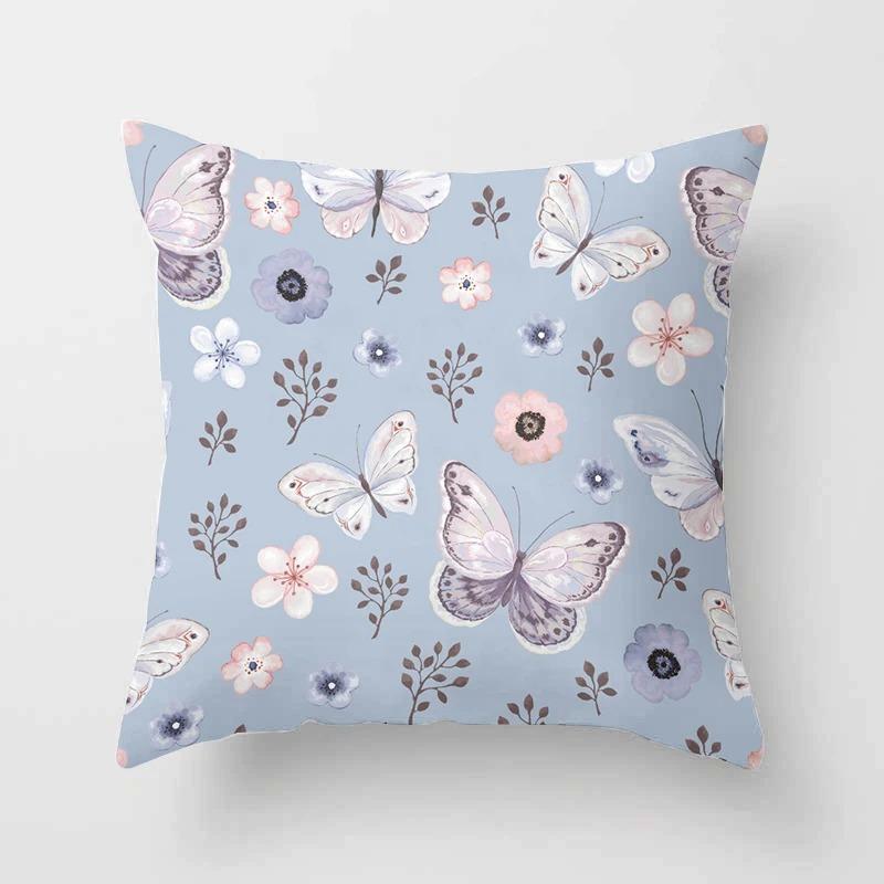 Colorful Flower Butterfly Pillowcase Office Living Room Car Ornaments Home Pillowcase