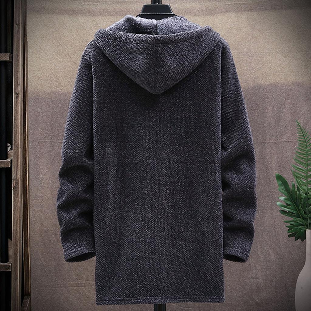 Men's Long Coat Jacket Outerwear Hooded Winter Hoodie Casual Cold