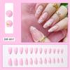 24Pcs Pink Leopard Print French Tips False Nails Short Square Head 3D Black Bowknot Fake Nails Acrylic Full Cover Press On Nails