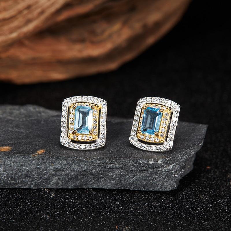 S925 Sterling Silver Plated 18K Gold Natural Gemstone Color Treasure Pendant Necklace Light Luxury Premium Clavicle Chain Jewelry