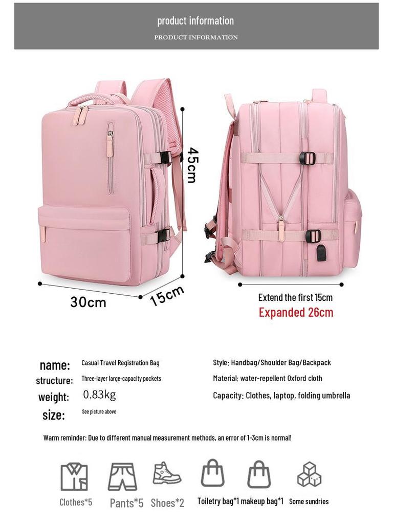 Durable Large-Capacity Multi-Compartment Laptop Backpack for Travel, Rechargeable & Lightweight