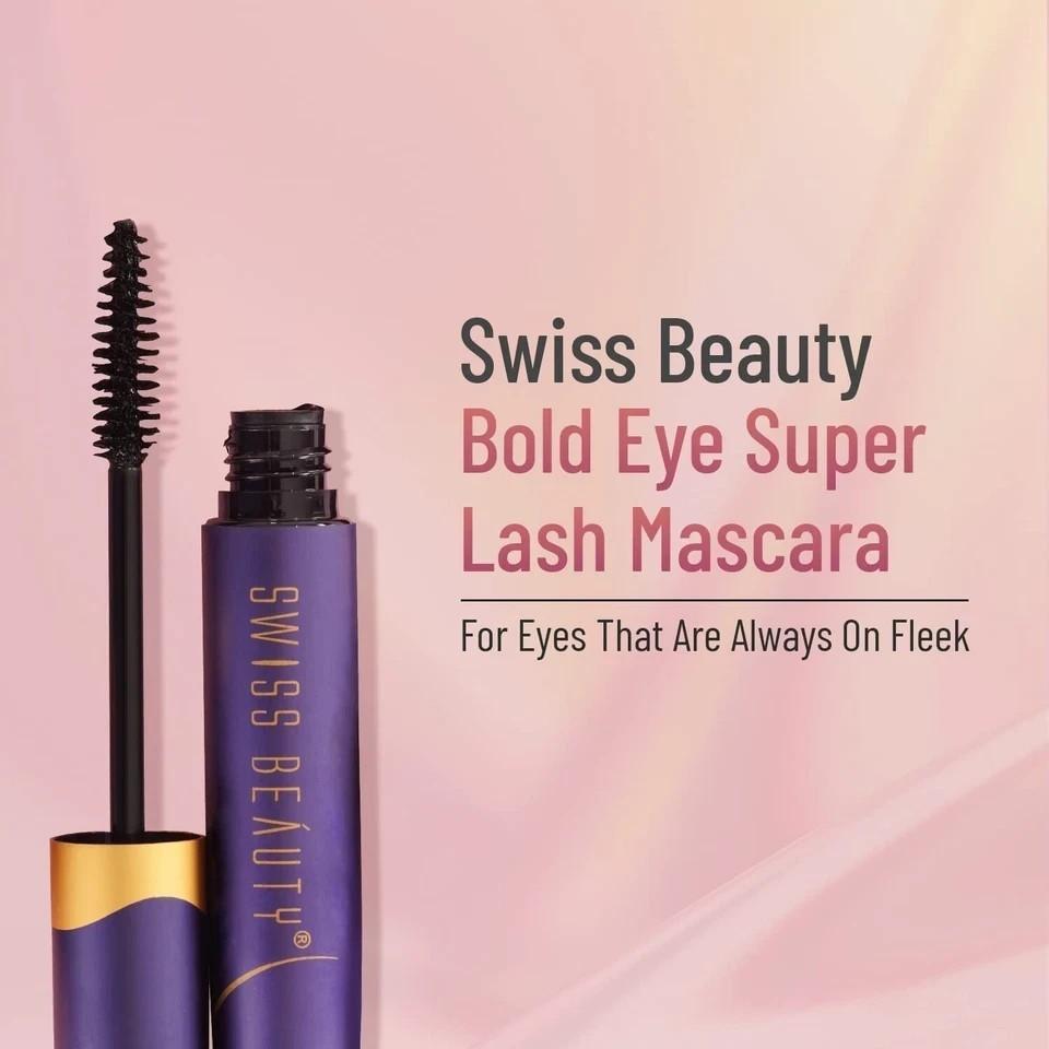 Swiss Beauty Bold Eye Super Lash Wasserfeste Mascara, Schwarz 7,5 ml