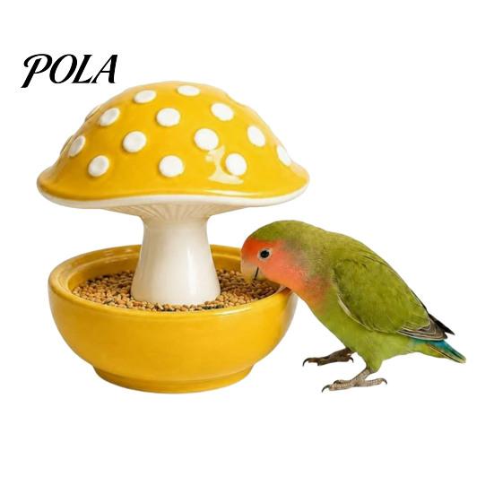 Resin Mushroom Bird Feeder, Spill Proof No Mess Bird Cage Food Bowl, Covered Water Bowl for Budgie Cockatiel Lovebird