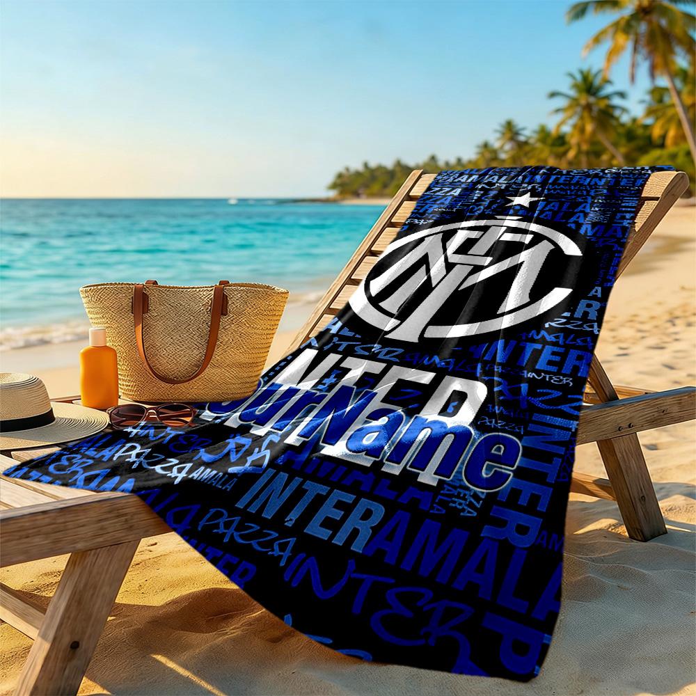 Inter Milan Personalized Name Beach Towel High Absorbency & Quick-Dry