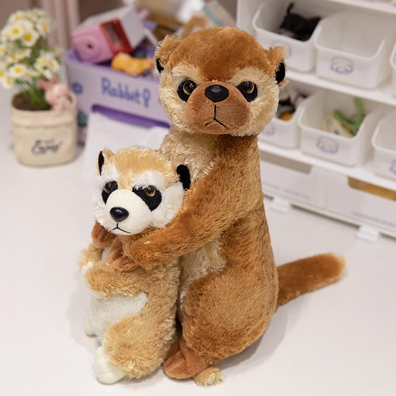Simulation Meerkat Family Stuffed Animal Kawaii Standing Meerkat Mother And Child Plush Dolls Birthday Gift For Boys And Girls