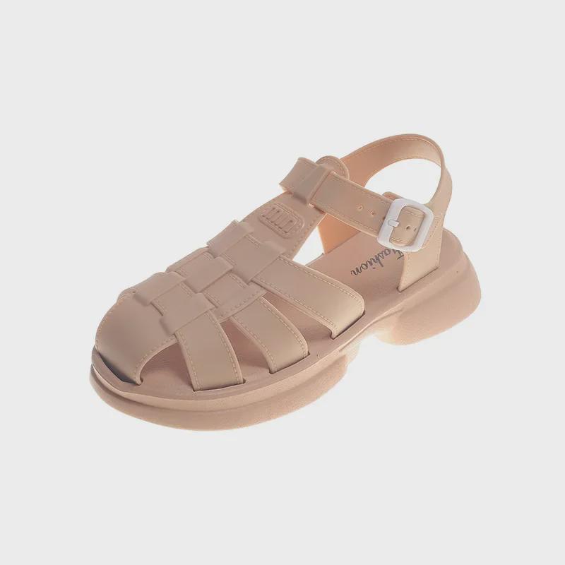 Dámské římské sandály s tlustou podrážkou a uzavřenou špičkou: Módní, všestranné, jednobarevné, protiskluzové, ideální pro venkovní i domácí nošení. Nové letní styly.