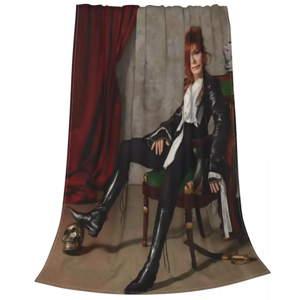 Coperta in Pile Mylene Farmer Stampata Cantante Francese Traspirante Leggera Plaid per Divano Ufficio Copriletti