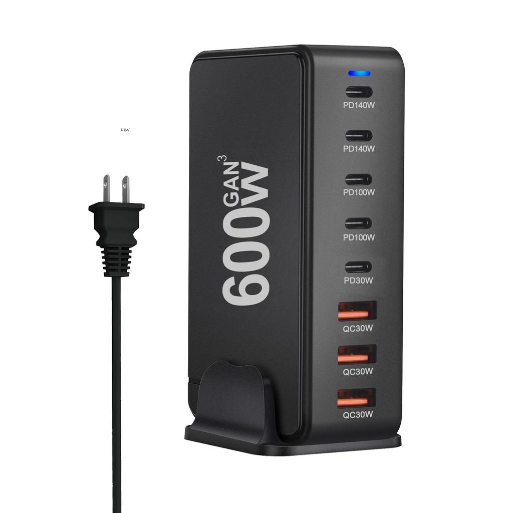 600W GaN 8-Port Ladegerät Typ C PD3.1 Adapter Schnellladestation für iPhone 16 15 Samsung Xiaomi Huawei Tablet Dropshipping