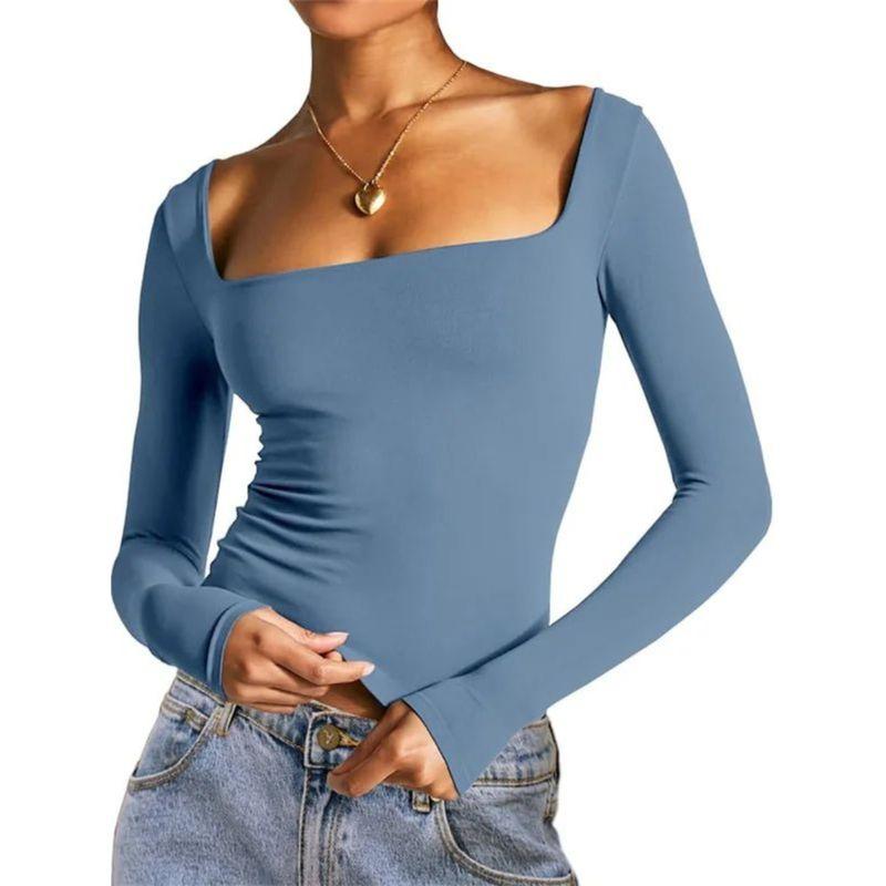 Long Sleeved Square Neck Sexy Base Shirt Long Sleeve Square-Neck Sexy Base Shirt