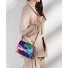 Stylish Colorful Rainbow Patchwork Shoulder Bag With Chain Strap For Women
