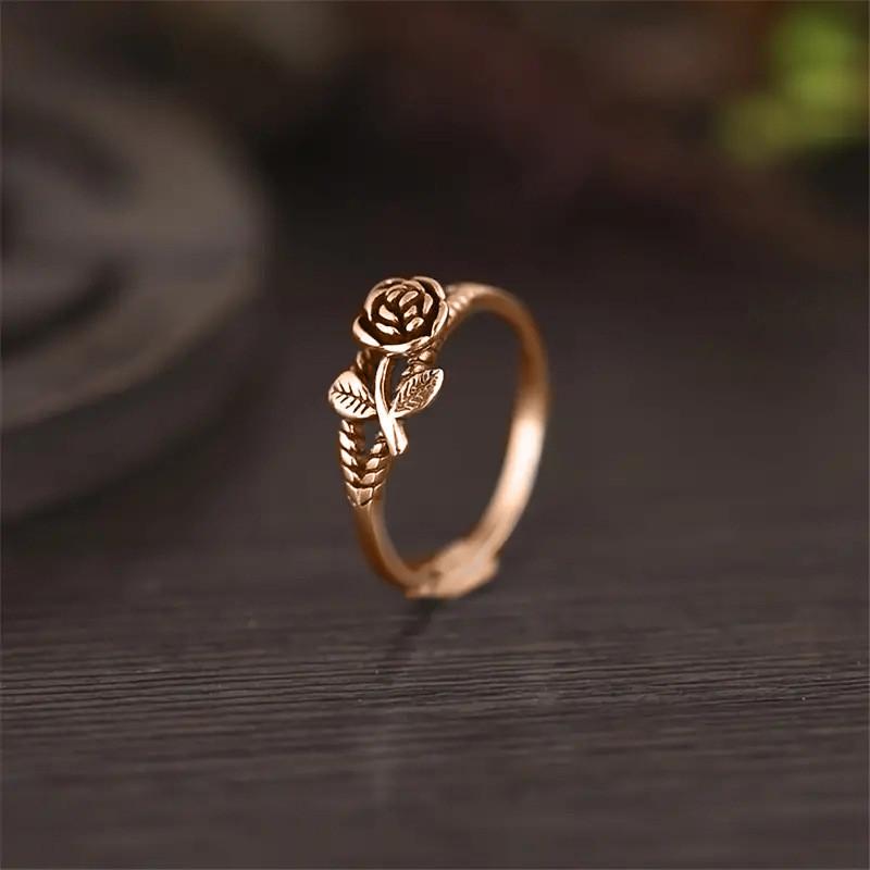 Sterling Ringe Damen Exquisite Ringe in Blumenform Alltagstaugliche Ästhetische Accessoires Party Antiker Retro-Schmuck