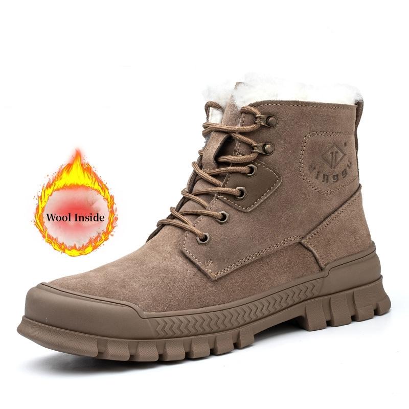 

Зимняя рабочая защитная обувь, мужские теплые утолщенные шерстяные защитные ботинки, противоударные ботинки со стальным носком, мужские защитные рабочие ботинки 39