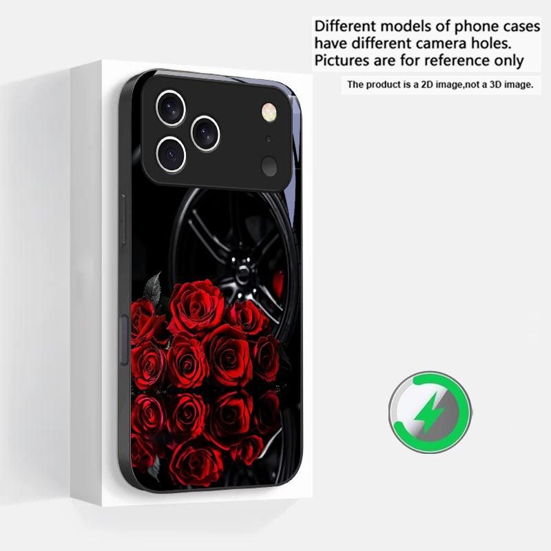 Small pebble flowers Suitable For iPhone 16E 17 Pro Max 15 Pro 14 13 Plus 12 mini 11 16 Air 17Pro magnetism Glass Phone Case
