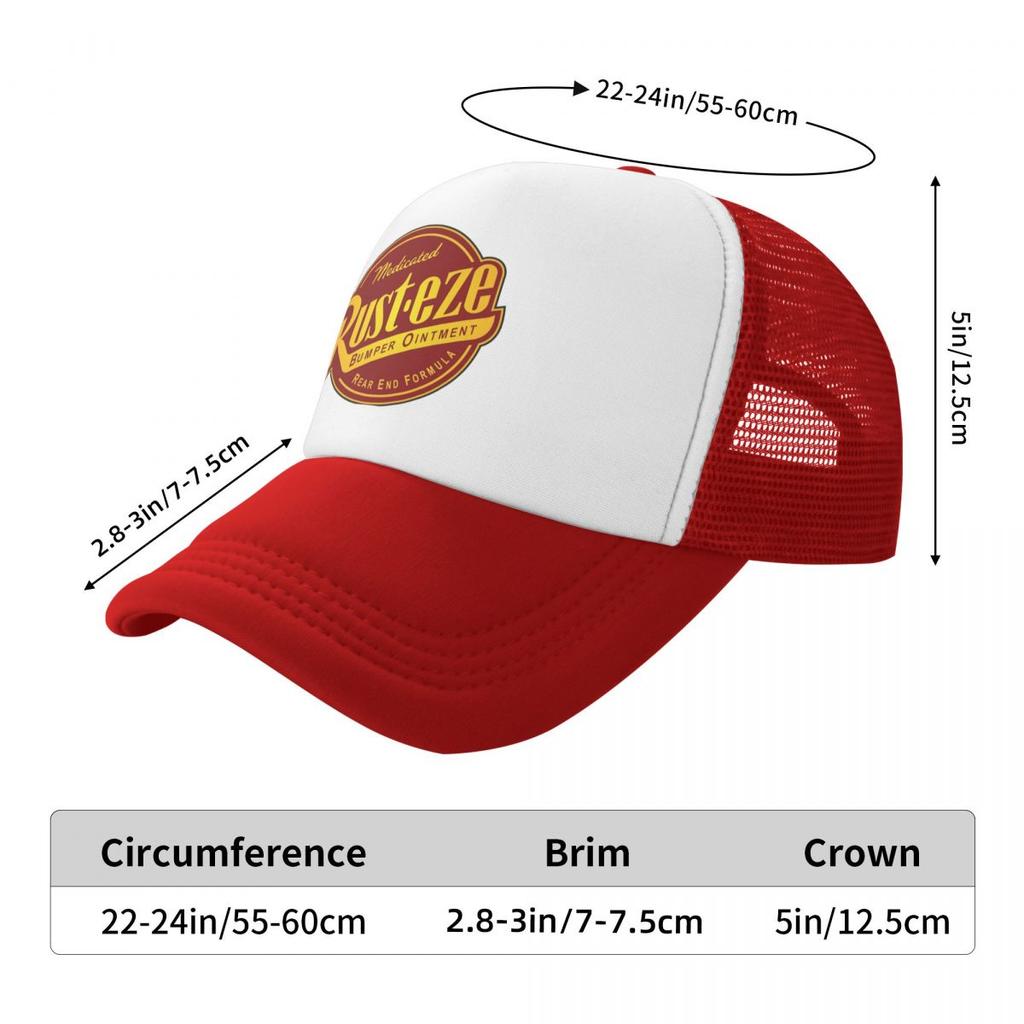 Medicated Rust.eze Lightning Mcqueen Mesh Trucker Hat Trendy Summer Breathable Mesh-back Sun Caps Adjustbale For Casual Headwear