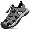 Fashion Microfiber Leather Men's Summer Shoes Comfy Breathable Mens Sandals Quick Dry Shoes Non-Slip Male Anti-collision Toe Beach Flats