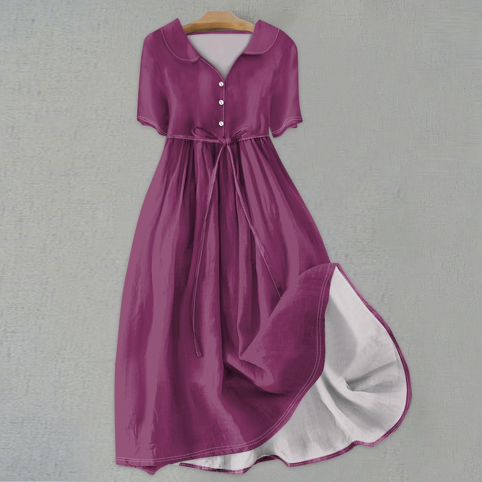 Женская мода сплошной цвет воротник с лацканами пуговицы с коротким рукавом одежда ремни — фото 13