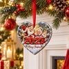 Decorative Wooden Crafts Christmas Tree Pendants with Red Rope, Cute Cartoon Hanging Ornaments Gifts for Family Holiday Home Decoration, Fireplace And