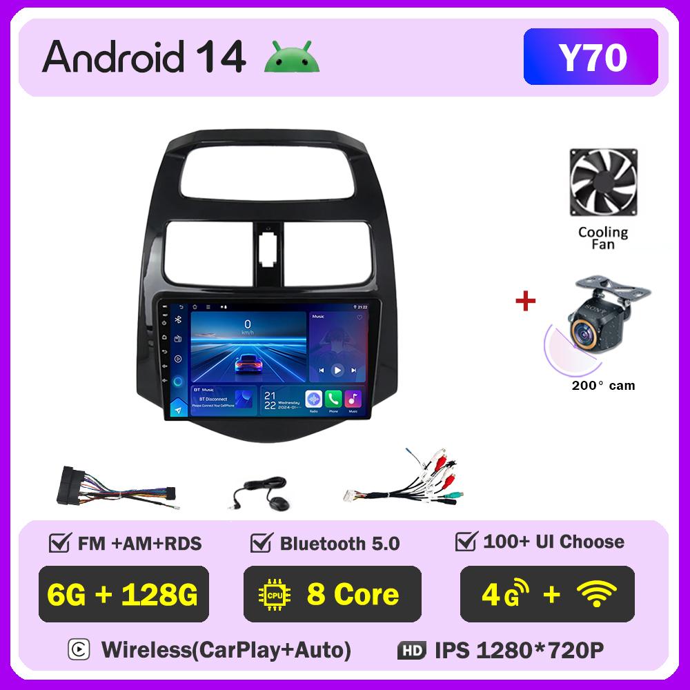 Car Radio Player Android 14 For Chevrolet Spark Beat Matiz Creative 2009-2016 Carplay Auto Screen Wireless Android Auto Carplay