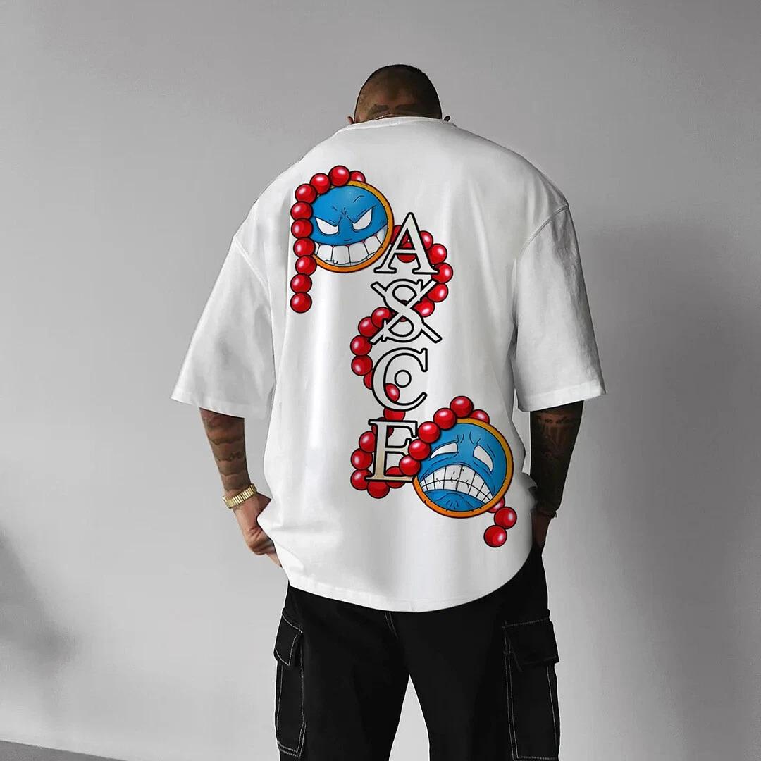 

One Piece D.ACE Cosplay Anime Manga Sports T-Shirt Tee Cotton Unisex White 2XL