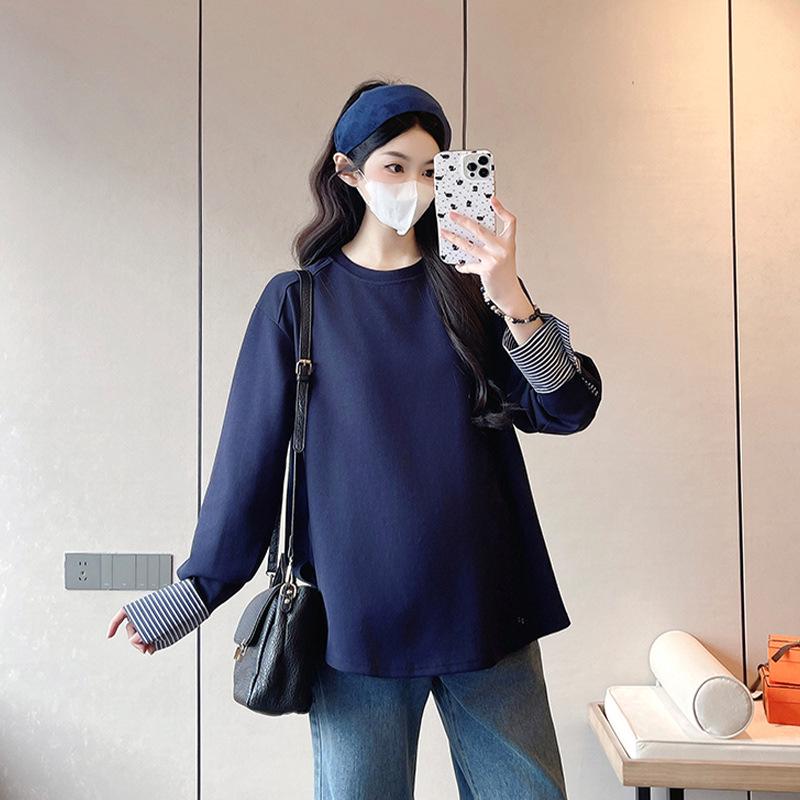 

2026 Spring Stylish Long Sleeve Round Neck Sweatshirt for Pregnant Women M