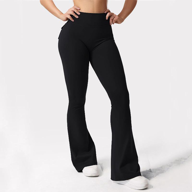 Workout Style Flared Pants with Pockets Peach Buttocks Sports Quick Dry Tummy Tucking Small Sexy Trousers Sexy Pants Skinny Leggings for Women