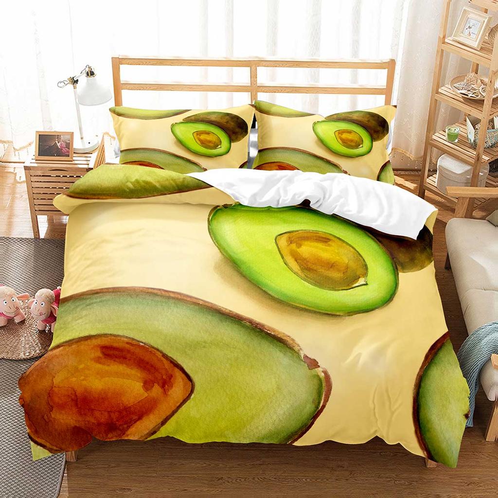 Avocado Duvet Cover Set Fresh Fruit Pattern Comforter Cover Double Single Size For Kids Teen Adults Bedding Set With Pillowcase