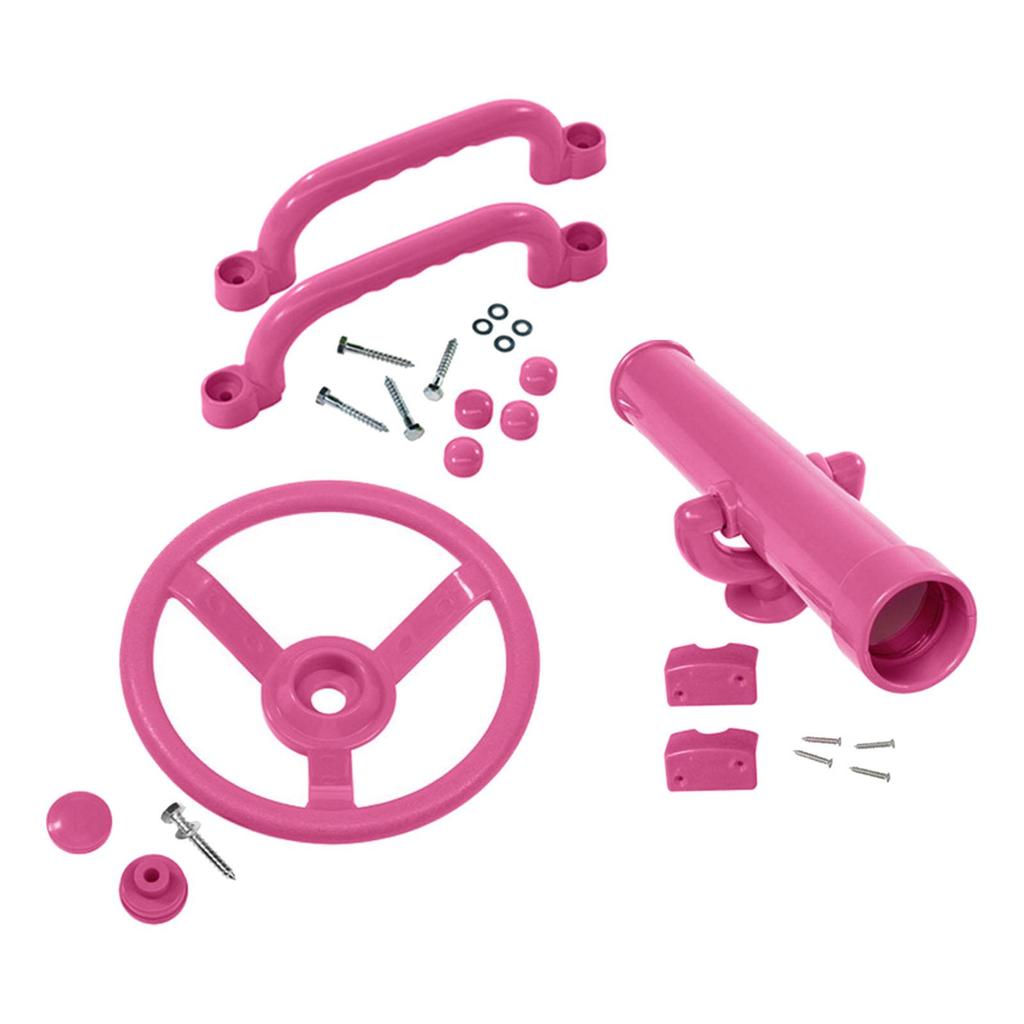 Playground Equipment Swingset Attachments Pink Set Pirate Ship Wheel for Kids Playhouse Climbing